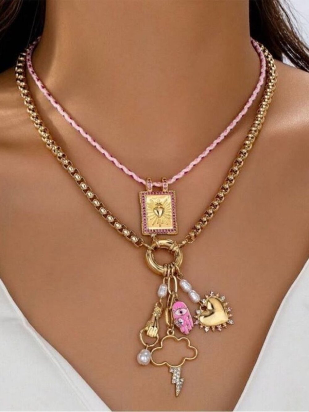 Pink Pendant NecklaceN1077